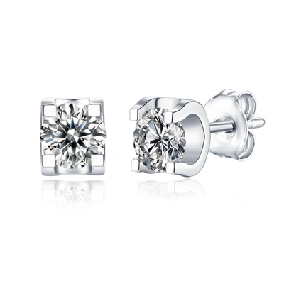 Stella Valentino Sterling Silver With 0.50ctw Lab Created Moissanite Solitaire Tulip Stud Earrings