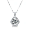 STELLA VALENTINO STERLING SILVER WITH 2CTW LAB CREATED MOISSANITE CLUSTER LACE HALO FLOWER PENDANT NECKLACE