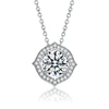 STELLA VALENTINO STERLING SILVER WITH 1CTW LAB CREATED MOISSANITE ROUND HALO VINTAGE STYLE PENDANT NECKLACE