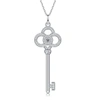 STELLA VALENTINO STERLING SILVER WITH 0.10CTW LAB CREATED MOISSANITE SKELETON KEY ETERNITY CIRCLE PENDANT NECKLACE