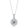 STELLA VALENTINO STERLING SILVER WITH 1CTW LAB CREATED MOISSANITE HALO CLUSTER DROP PENDANT NECKLACE