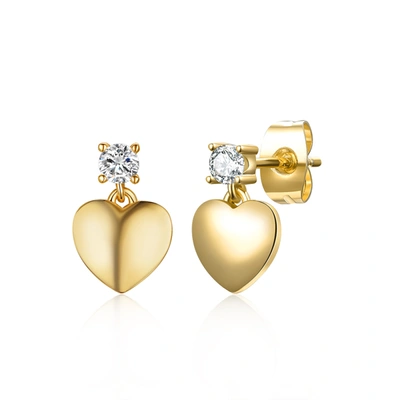 Stella Valentino Sterling Silver 14k Yellow Gold Plated With 0.30ctw Lab Created Moissanite Heart Dangle Earrings