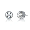 Stella Valentino Sterling Silver With 2.40ctw Lab Created Moissanite Solitaire Princess Queen Crown Stud Earrings