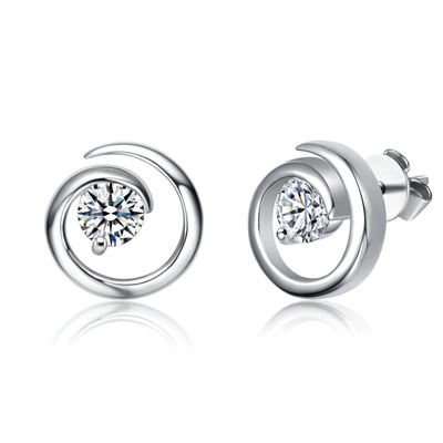 Stella Valentino Sterling Silver With 1ct Lab Created Moissanite Open Eternity Circle Swirl Stud Earrings