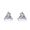 STELLA VALENTINO STERLING SILVER WITH 4CTW LAB CREATED TRILLION TRIANGLE MODERN STUD EARRINGS