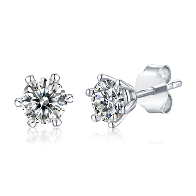 Stella Valentino Sterling Silver With 1ctw Lab Created Moissanite Round Solitaire Stud Earrings