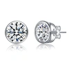 Stella Valentino Sterling Silver 14k Yellow Gold Plated With 2.40ctw Round Lab Created Moissanite Modern Bezel Stud E In White
