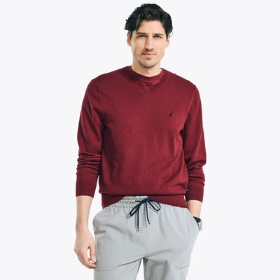 Nautica Mens Navtech V-neck Sweater In Red