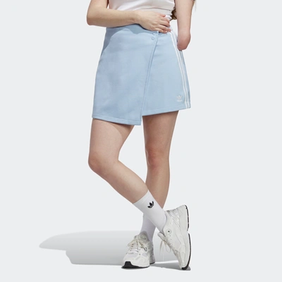 Adidas Originals Adidas Women's Originals Adicolor Classics 3-stripes Short Wrapping Skirt In Blue Dawn