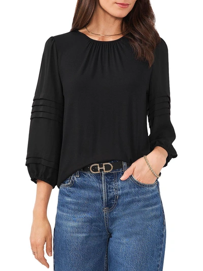 Vince Camuto Womens Crewneck Puff Sleeves Blouse In Black