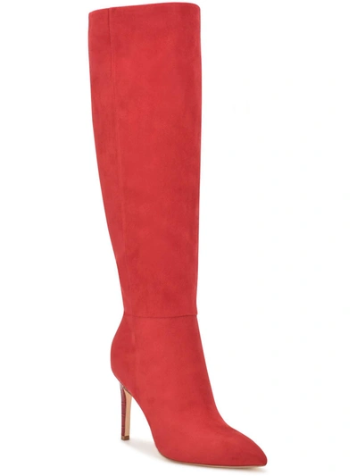 Nine West Richy2 Womens Faux Suede Pumps Knee-high Boots In Red