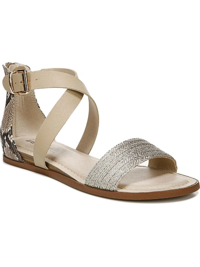 Lifestride Riley Womens Buckle Flat Sandals In White