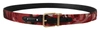 Dolce & Gabbana Red Jacquard Rose Leather Gold Metal Buckle Belt In Red