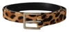 DOLCE & GABBANA Dolce & Gabbana Calf Fur Leopard Print Skinny Logo Buckle Men's Belt