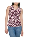 CALVIN KLEIN WOMENS PRINTED RUCHED SHELL