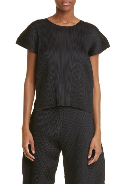 Issey Miyake Monthly Colors Plissé Satin Blouse In Black