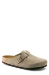 Birkenstock Boston Flats In Beige Leather In Grey