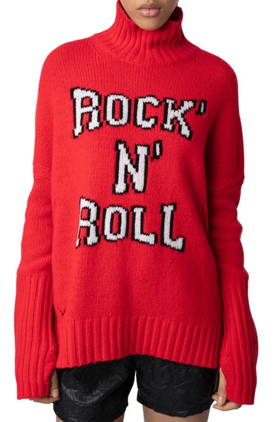 Zadig & Voltaire Merino Wool Turtleneck Sweater In Rojo