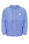Prada Patterned Lightweight Windbreaker With Elasticated Cuffs In Blue