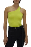 Helmut Lang One-shoulder Cutout Stretch-jersey Tank In Acid Lime