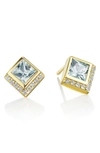 HOUSE OF FROSTED 14K GOLD PLATED STERLING SILVER TOPAZ STUD EARRINGS