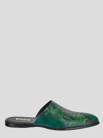 Bally Snake Printed Mules In Multicolour