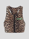 Ganni Leopard-print Zip-up Crop Top In Animal Print