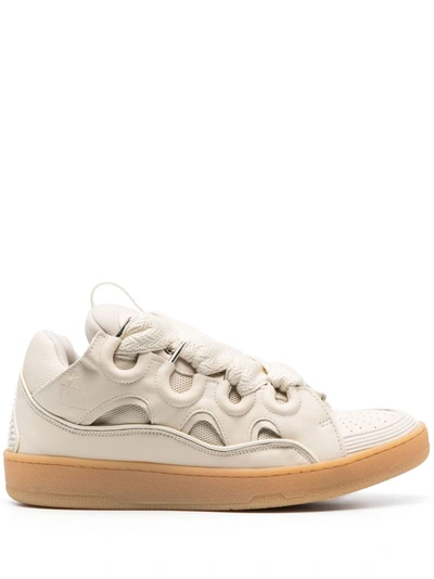 Lanvin Curb Leather Trainers In White
