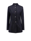 Loro Piana Nataniel Cotton Denim Mandarin Jacket In Blue