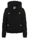 Moschino Quilted Shell Hooded Jacket In Black