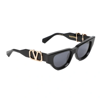 Valentino Due Acetate & Titanium Cat-eye Sunglasses In Black