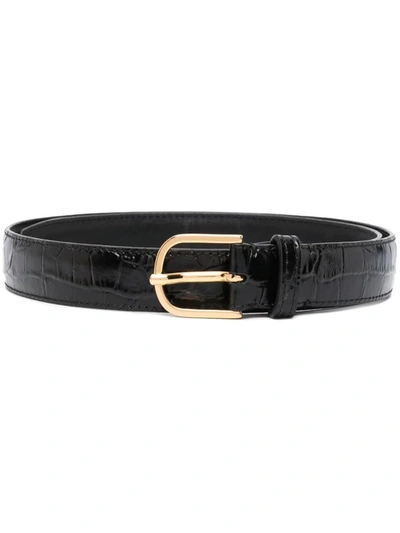 Totême Crocodile-effect Leather Belt In Black