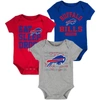 OUTERSTUFF NEWBORN & INFANT ROYAL/RED BUFFALO BILLS EAT SLEEP DROOL FOOTBALL THREE-PIECE BODYSUIT SET