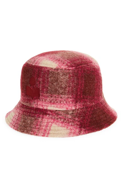 Isabel Marant Haley Checked Wool Blend Bucket Hat In Pink