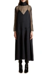 Khaite Bellamy Paneled Long-sleeve Sheer Silk Maxi Dress In Black