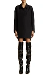 Khaite Kal Oversize Long Sleeve High-low Shirtdress In Black