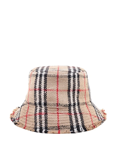 Burberry Cappello Bucket Tweed Beige