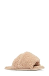 Sorel Go Mail Run Faux Fur Slide Slipper In Natural Tan/ Natural