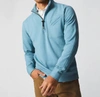 BILLY REID QUILTED HALF ZIP SWEATER IN STEEL BLUE