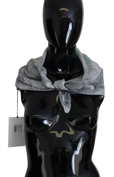 Costume National Gray Print Shawl Foulard Branded Scarf