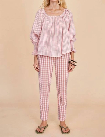 Hunter Rosette Check Lucia Blouse In Multi In Pink