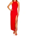 SUSANA MONACO HALTER LOW BACK SLIT DRESS IN RED