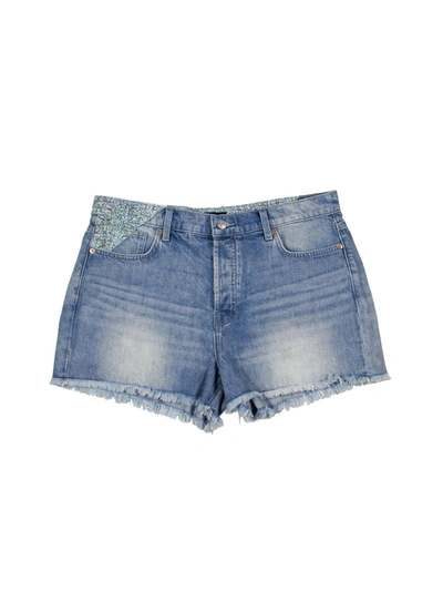 7 For All Mankind Womens Denim Mini High-waist Shorts In Blue