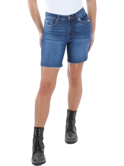 Kensie Womens Denim High Rise Cutoff Shorts In Blue