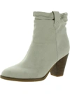 Dr. Scholl's Shoes Kall Me Womens Faux Suede Ruched Ankle Boots In White