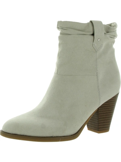 Dr. Scholl's Shoes Kall Me Womens Faux Suede Ruched Ankle Boots In White