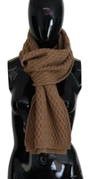 Dolce & Gabbana Dark Brown Wrap Shawl Knitted Camel Scarf In Brown