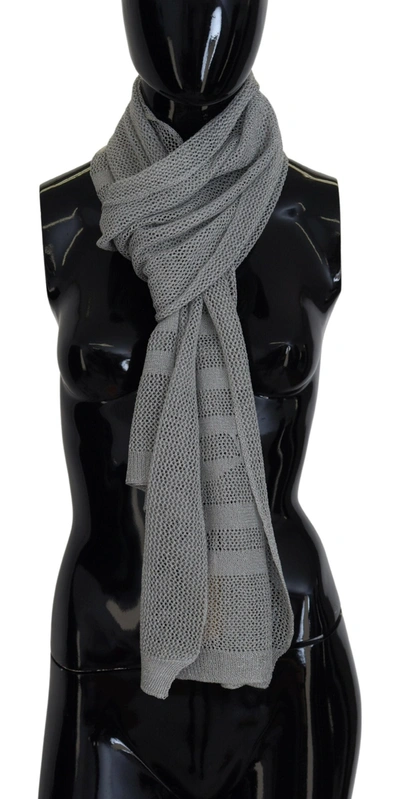 John Galliano Logo Knitted Neck Wrap Shawl Foulard Women's Scarf In Grey