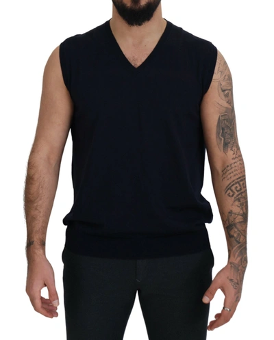 PAOLO PECORA MILANO PAOLO PECORA MILANO SLEEK BLACK V-NECK SLEEVELESS MEN'S TANK