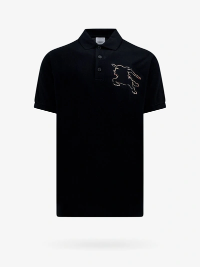 Burberry Check Ekd Polo Shirt In Black